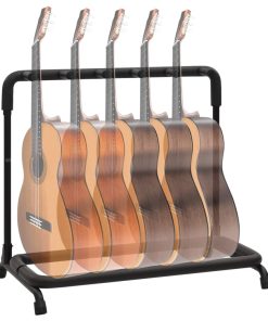 Sklopivi stalak za gitare s 5 dijelova crni 74x41x66 cm čelični