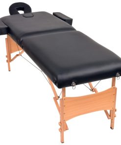 Sklopivi stol za masažu s 2 zone debljina 10 cm crni