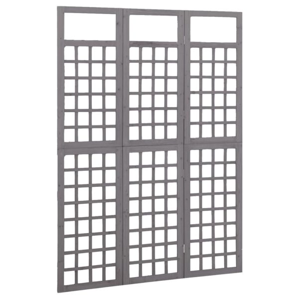 Sobna pregrada / rešetka s 3 panela od jelovine siva 121x180cm - Slika 3