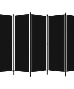 Sobna pregrada s 5 panela crna 250 x 180 cm
