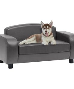 Sofa za pse siva 80 x 50 x 40 cm od umjetne kože