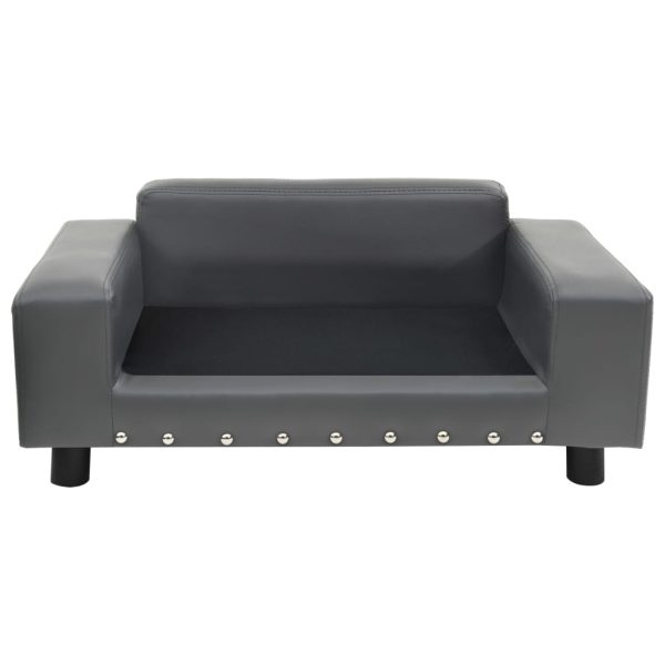 Sofa za pse siva 81 x 43 x 31 cm od pliša i umjetne kože - Image 4