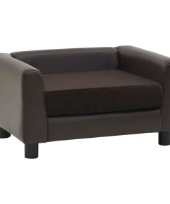 Sofa za pse smeđa 60 x 43 x 30 cm od pliša i umjetne kože