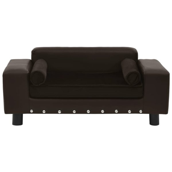 Sofa za pse smeđa 81 x 43 x 31 cm od pliša i umjetne kože - Slika 3