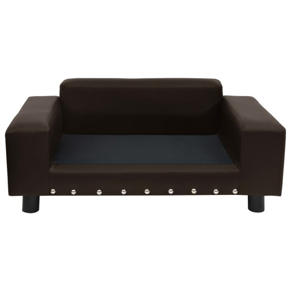Sofa za pse smeđa 81 x 43 x 31 cm od pliša i umjetne kože - Slika 4