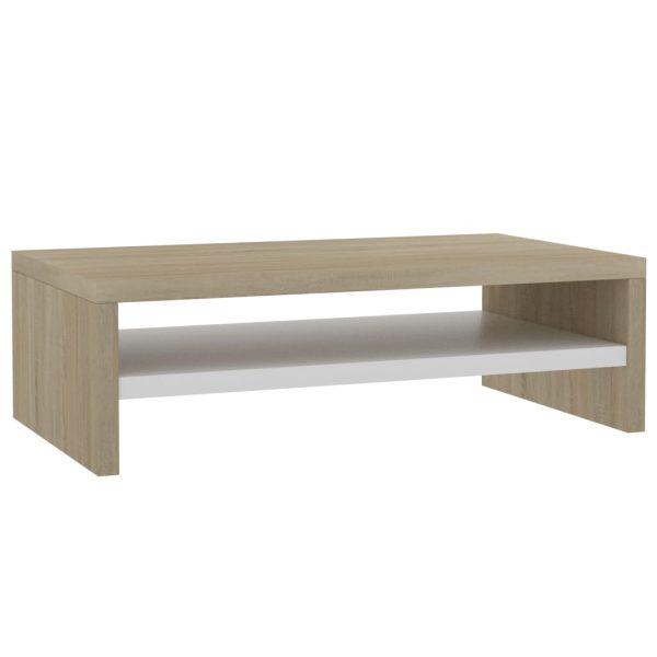 Stalak za monitor bijeli i boja hrasta 42 x 24 x 13 cm iverica