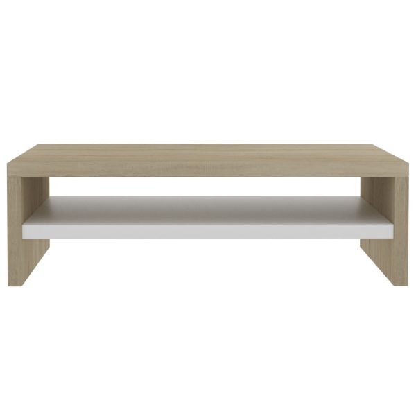 Stalak za monitor bijeli i boja hrasta 42 x 24 x 13 cm iverica - Slika 4