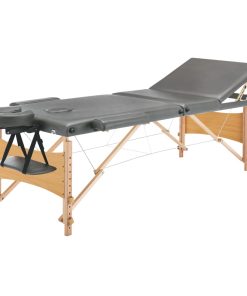 Stol za masažu s 3 zone i drvenim okvirom antracit 186 x 68 cm