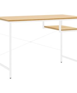 Stol za računalo bijeli i hrast 105 x 55 x 72 cm MDF i metal
