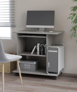 Stol za računalo siva boja betona 80 x 50 x 75 cm od iverice