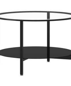 Stolić za čaj crni i prozirni 70 cm od kaljenog stakla