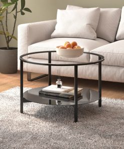 Stolić za čaj crni i prozirni 70 cm od kaljenog stakla