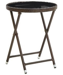 Stolić za čaj smeđi 60 cm od poliratana i kaljenog stakla