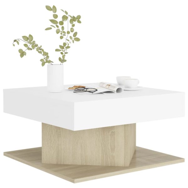 Stolić za kavu bijeli i boja hrasta 57 x 57 x 30 cm od iverice - Slika 4