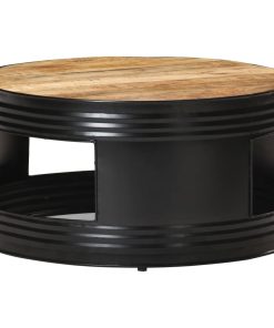 Stolić za kavu crni 68x68x36 cm od grubog masivnog drva manga