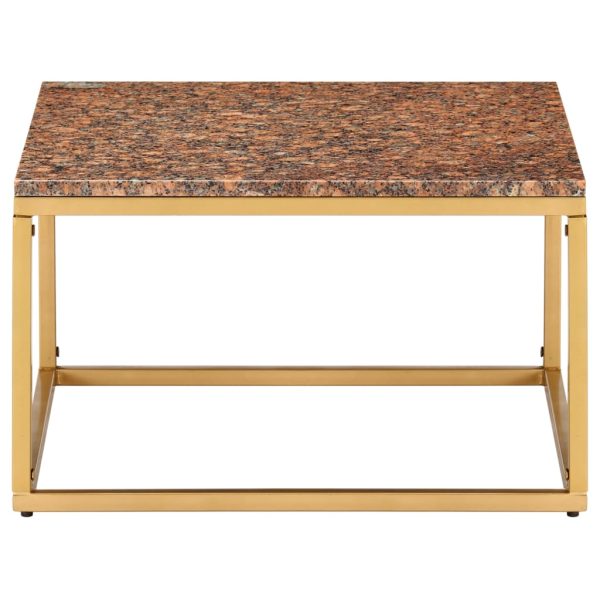 Stolić za kavu crveni 60x60x35 cm pravi kamen mramorne teksture