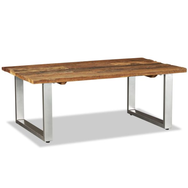 Stolić za kavu od masivnog obnovljenog drva 100 x 60 x 38 cm - Slika 3