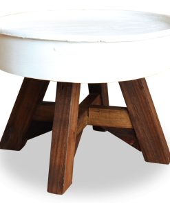 Stolić za kavu od masivnog obnovljenog drva 60 x 45 cm bijeli