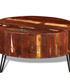 Stolić za kavu od masivnog obnovljenog drva okrugli