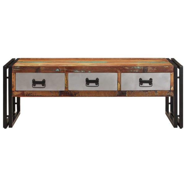 Stolić za kavu s 3 ladice od masivnog recikliranog drva 100 x 50 x 35 cm - Slika 3