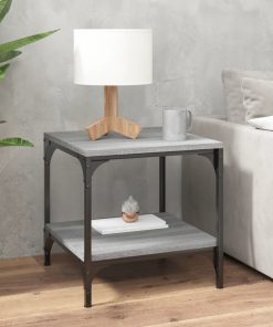 Stolić za kavu siva boja hrasta 50x50x40 cm konstruirano drvo