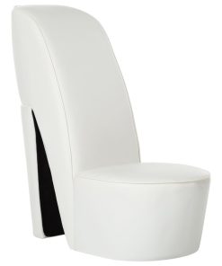 Stolica u obliku visoke pete od umjetne kože bijela