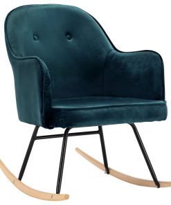 Stolica za ljuljanje plava baršunasta