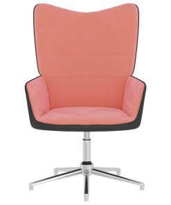 Stolica za opuštanje ružičasta od baršuna i PVC-a