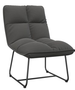 Stolica za opuštanje s metalnim okvirom tamnosiva baršunasta
