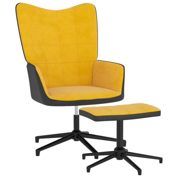 Stolica za opuštanje s osloncem za noge boja senfa baršun/PVC