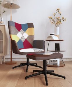 Stolica za opuštanje s osloncem za noge patchwork od tkanine