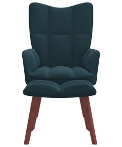 Stolica za opuštanje s osloncem za noge plava baršunasta