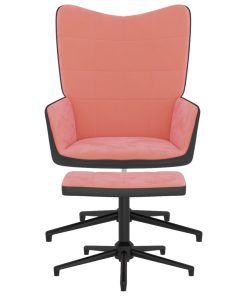 Stolica za opuštanje s osloncem za noge ružičasta baršun/PVC