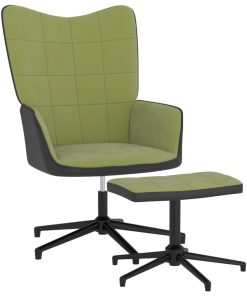 Stolica za opuštanje s osloncem za noge zelena od baršuna/PVC-a