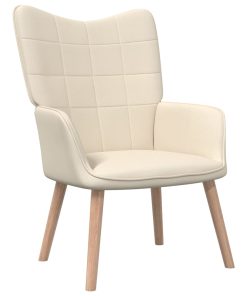 Stolica za opuštanje sa stolcem od tkanine krem