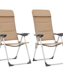 Stolice za kampiranje 2 kom krem 58 x 69 x 111 cm aluminijske