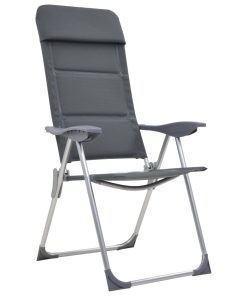 Stolice za kampiranje 2 kom sive 58 x 69 x 111 cm aluminijske