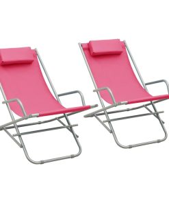 Stolice za ljuljanje 2 kom čelične ružičaste
