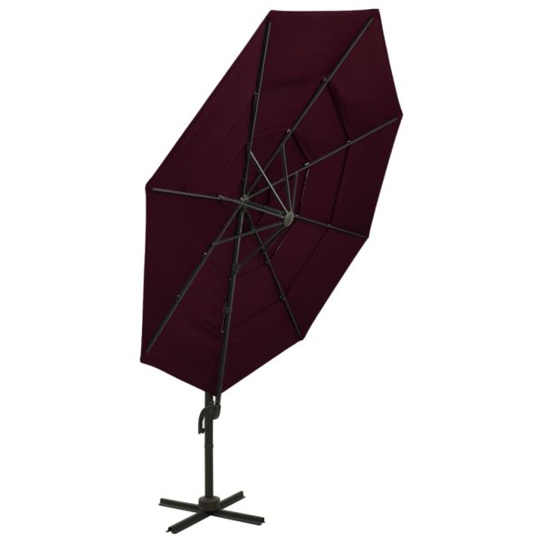 Suncobran s 4 razine i aluminijskom šipkom bordo 3 x 3 m - Slika 3