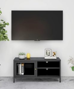 TV ormarić antracit 90 x 30 x 44 cm od čelika i stakla