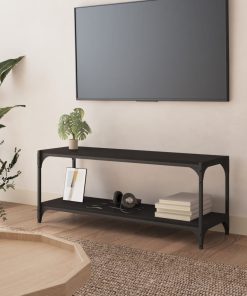 TV ormarić crni 100 x 33 x 41 cm od konstruiranog drva i čelika