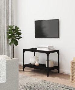 TV ormarić crni 60 x 33 x 41 cm od konstruiranog drva i čelika