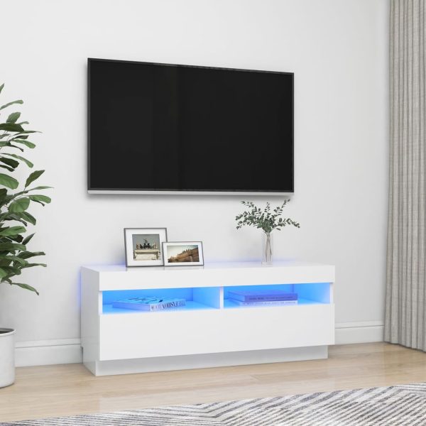 TV ormarić s LED svjetlima bijeli 100 x 35 x 40 cm