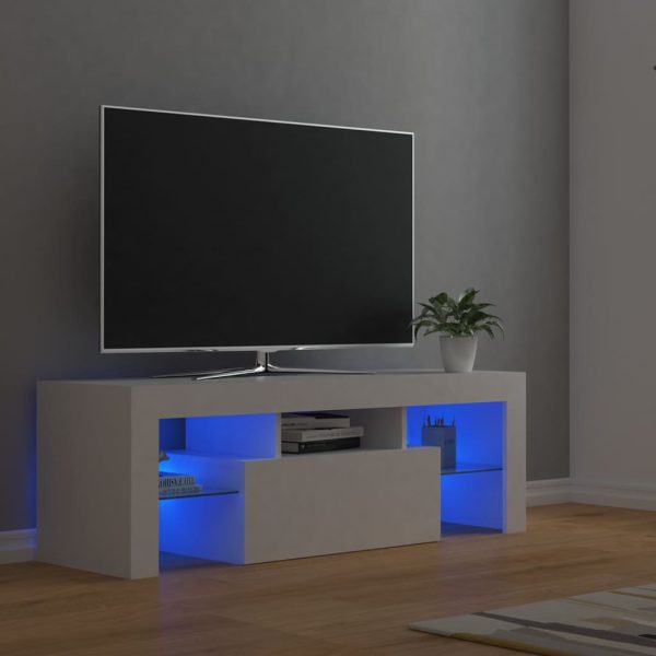 TV ormarić s LED svjetlima bijeli 120 x 35 x 40 cm