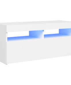 TV ormarić s LED svjetlima bijeli 90x35x40 cm