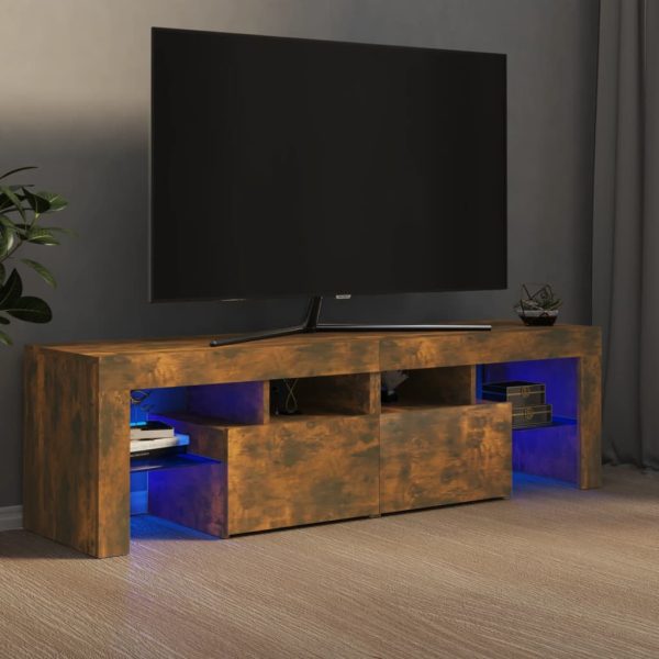 TV ormarić s LED svjetlima boja dimljenog hrasta 140x36