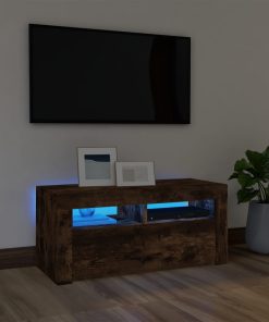 TV ormarić s LED svjetlima boja dimljenog hrasta 90x35x40 cm