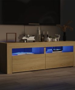 TV ormarić s LED svjetlima boja hrasta sonome 120 x 35 x 40 cm