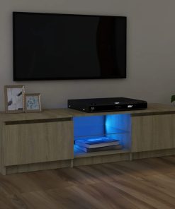 TV ormarić s LED svjetlima boja hrasta sonome 120x30x35