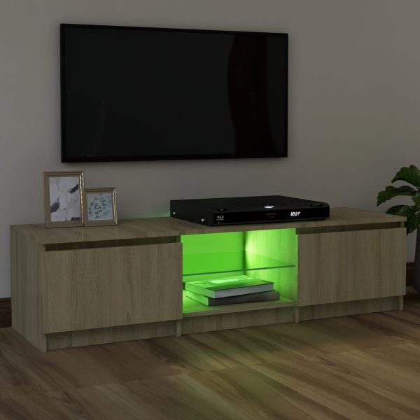 TV ormarić s LED svjetlima boja hrasta sonome 120x30x35